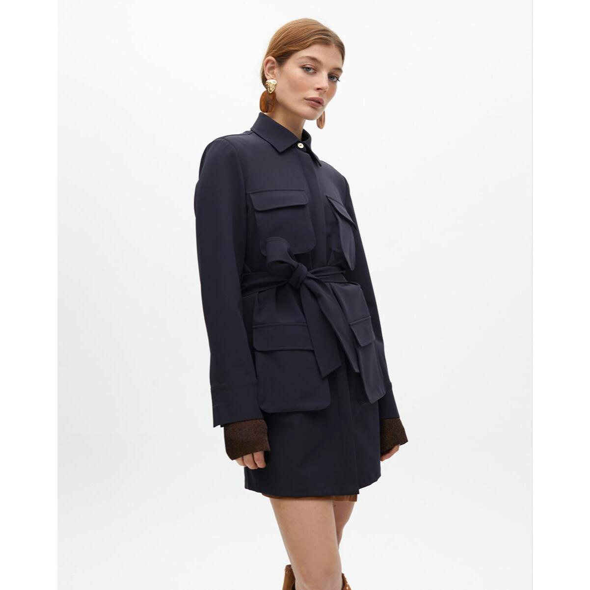 Abito Camicia Corto con Tasche e Cintura