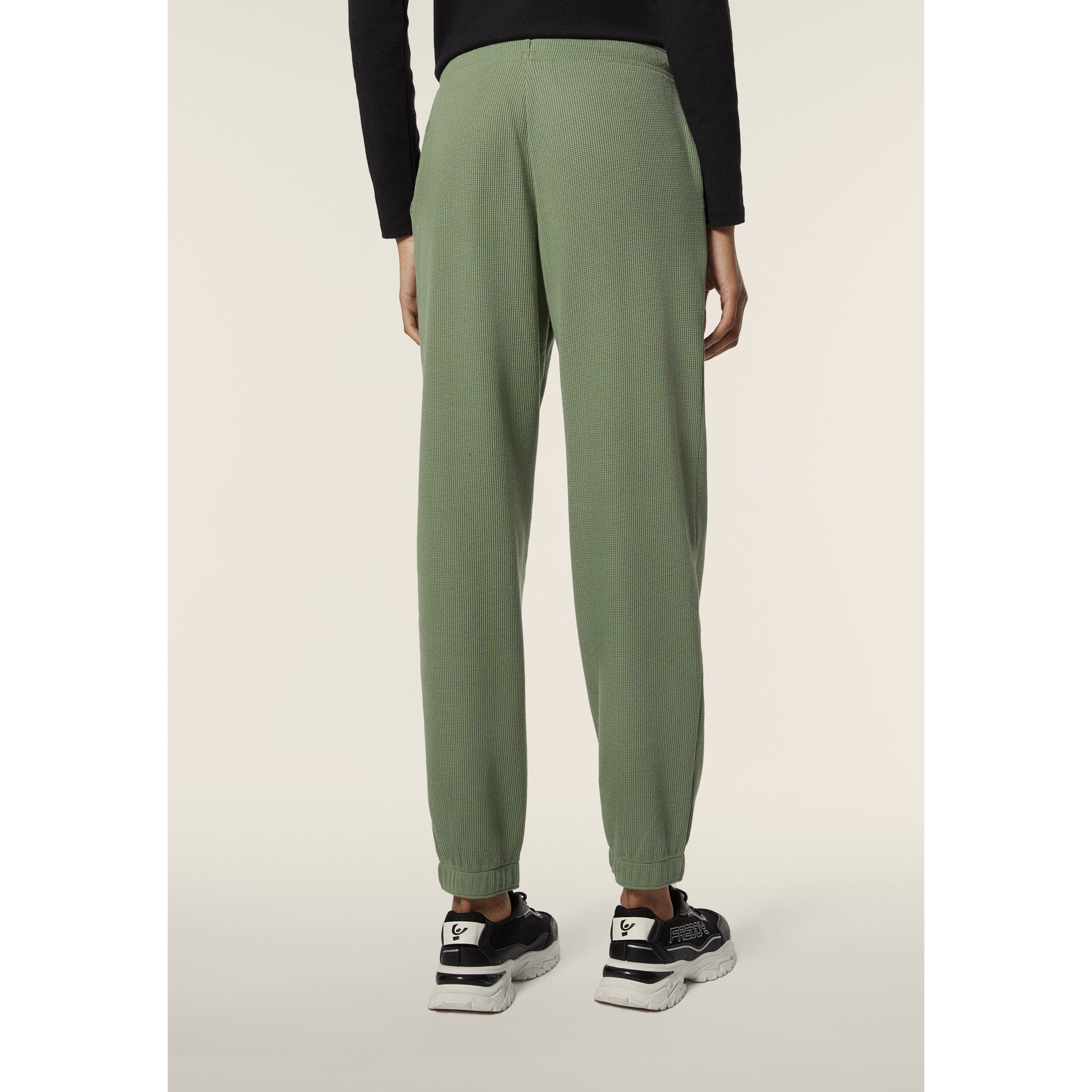 Pantaloni joggers da donna in tessuto jersey waffle