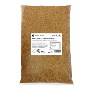 PLANETA HUERTO | Fideos nº0 de trigo integral ecológico 5 kg, pasta fina rica en fibra Hechos con sémola integral de trigo duro - Fideos ideales para sopas y caldos saludables