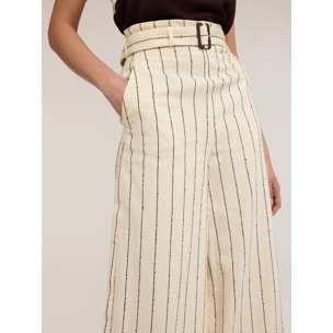 Motivi - Pantalones palazzo de rayas diplomáticas The Tailoring Lab - Beige