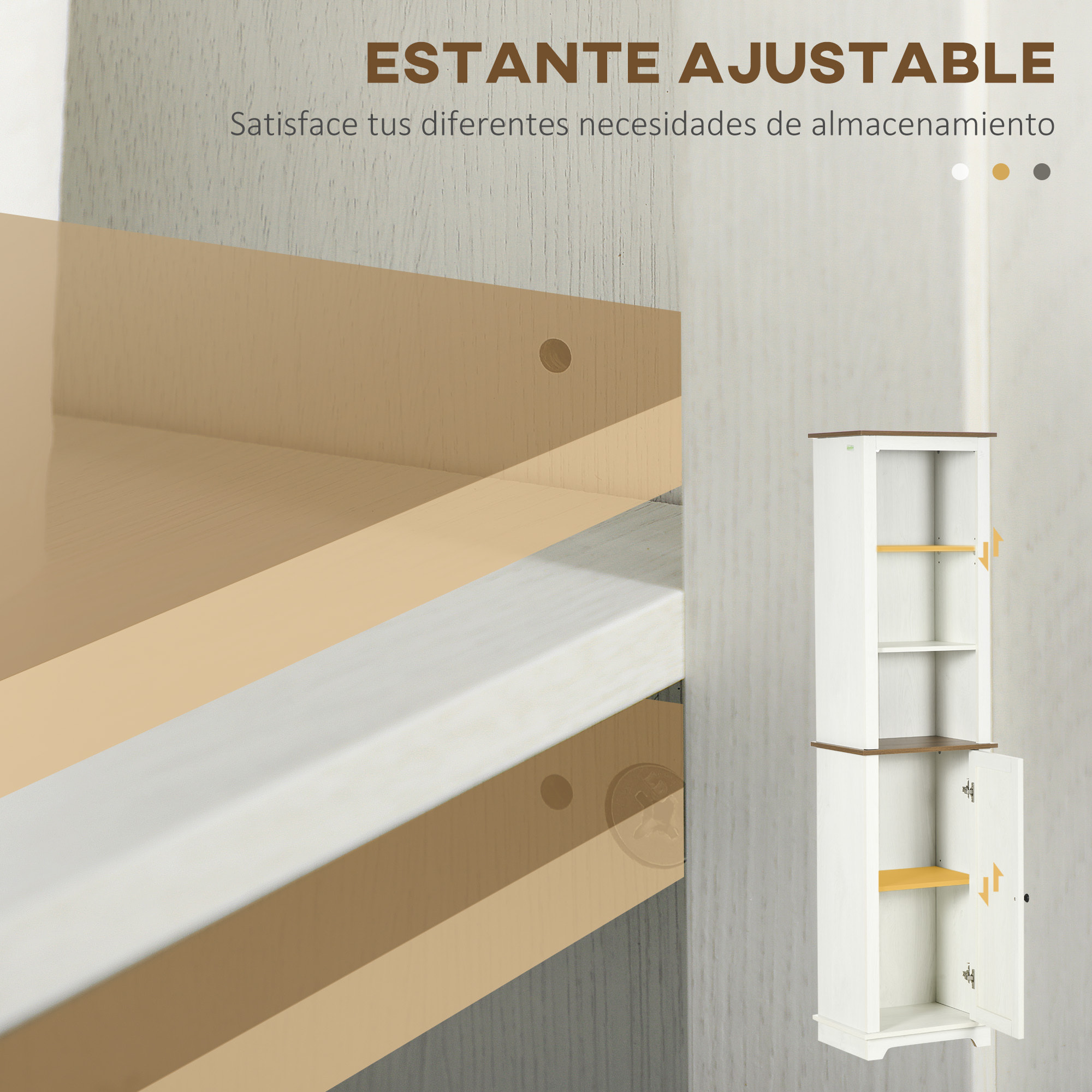 Conjunto de Baño Incluye 1 Mueble para Debajo del Lavabo 1 Armario Alto de Baño y 1 Armario de Pared para Baño Estilo Clásico Blanco
