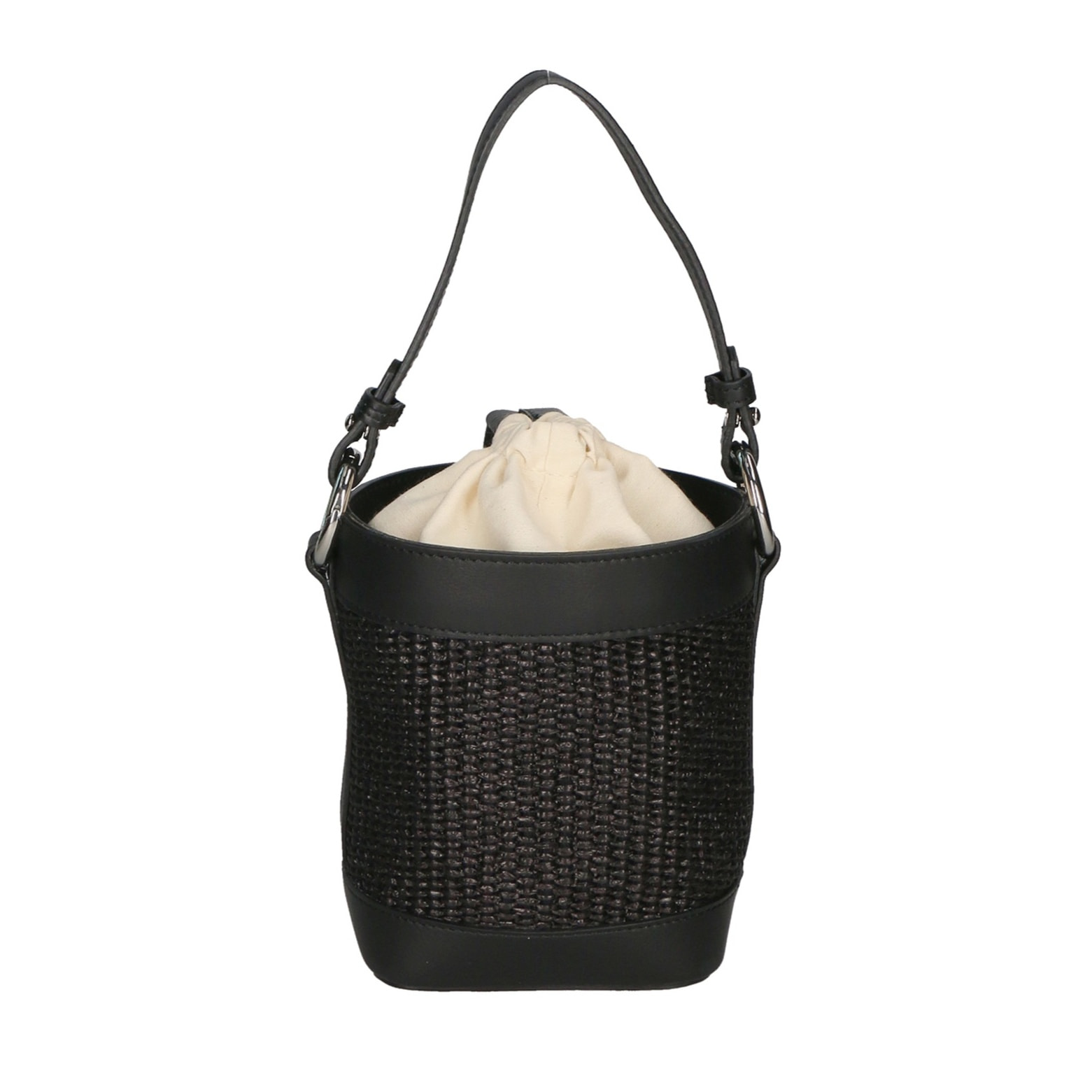 Borsa a secchiello da donna - Modello Alyssa - Pelle & Paglia - 13.0 x 16.0 x 10.0 cm