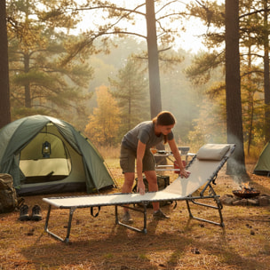 Well Home Tumbona de camping 193x60x30cm Acero gris oscuro / beige hasta 110kg