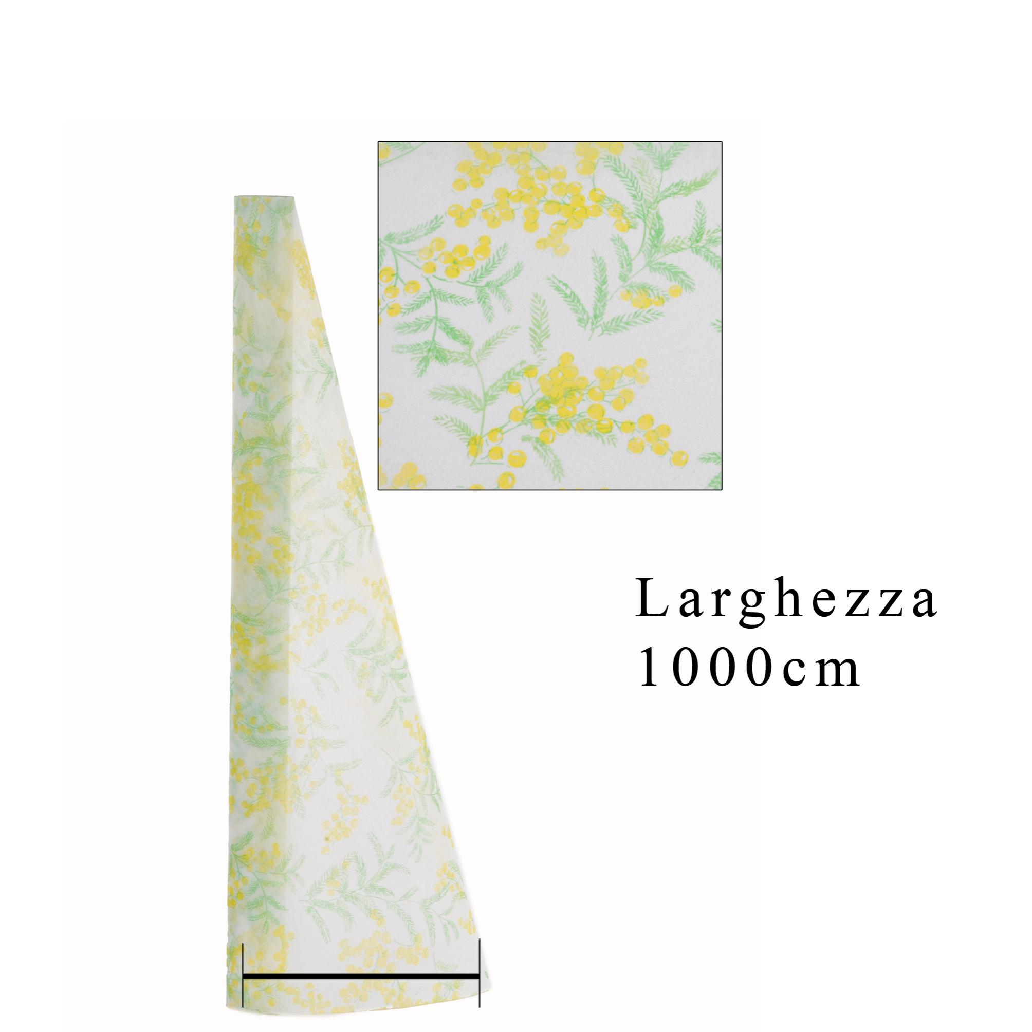 Mimosa Non Woven. lunghezza 10 Mt - Pezzi 4 - 1000X70X0,01cm - Colore: Verde - Bianchi Dino - Fiori Artificiali