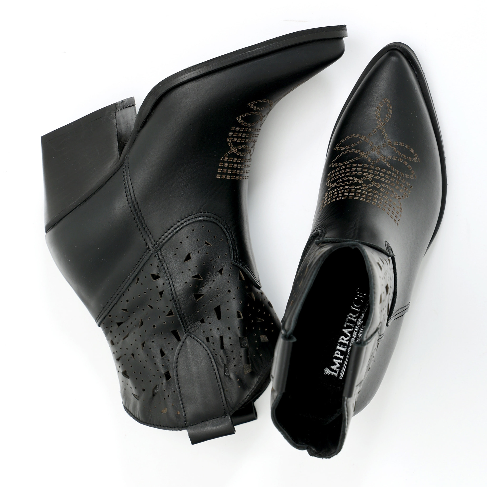 Stivaletti texani in vera pelle di vitello laserata