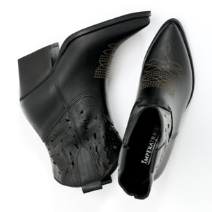 Stivaletti texani in vera pelle di vitello laserata