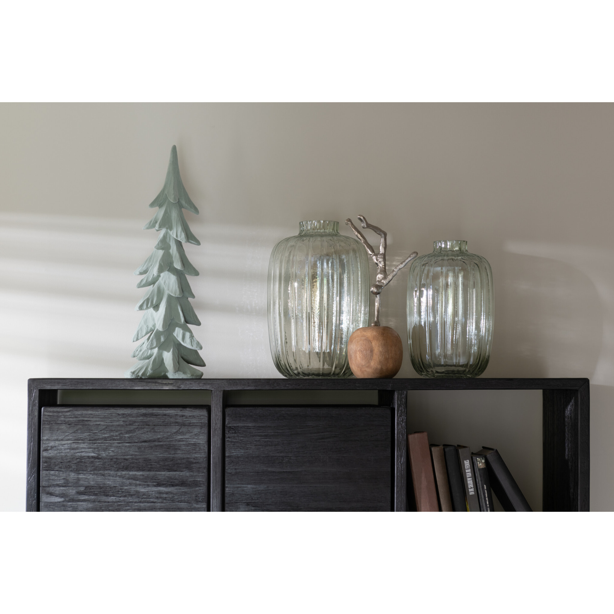 J-Line vase Stripes - verre - vert - large - 29.5 cm de hauteur