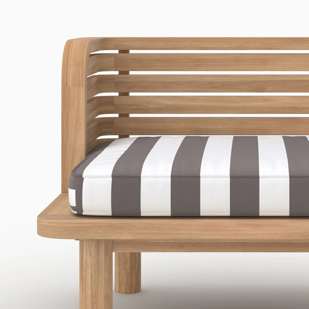 Fauteuil de jardin en teck massif et coussin rayé gris - Kilda