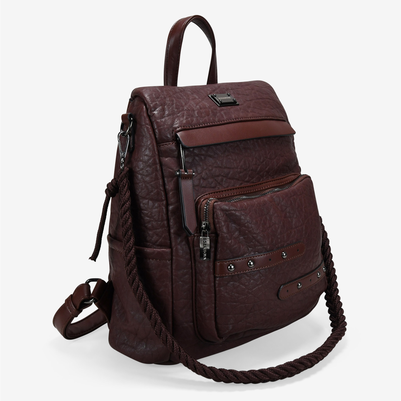 Mochila antirrobo marrón con bolsillos