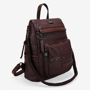 Mochila antirrobo marrón con bolsillos