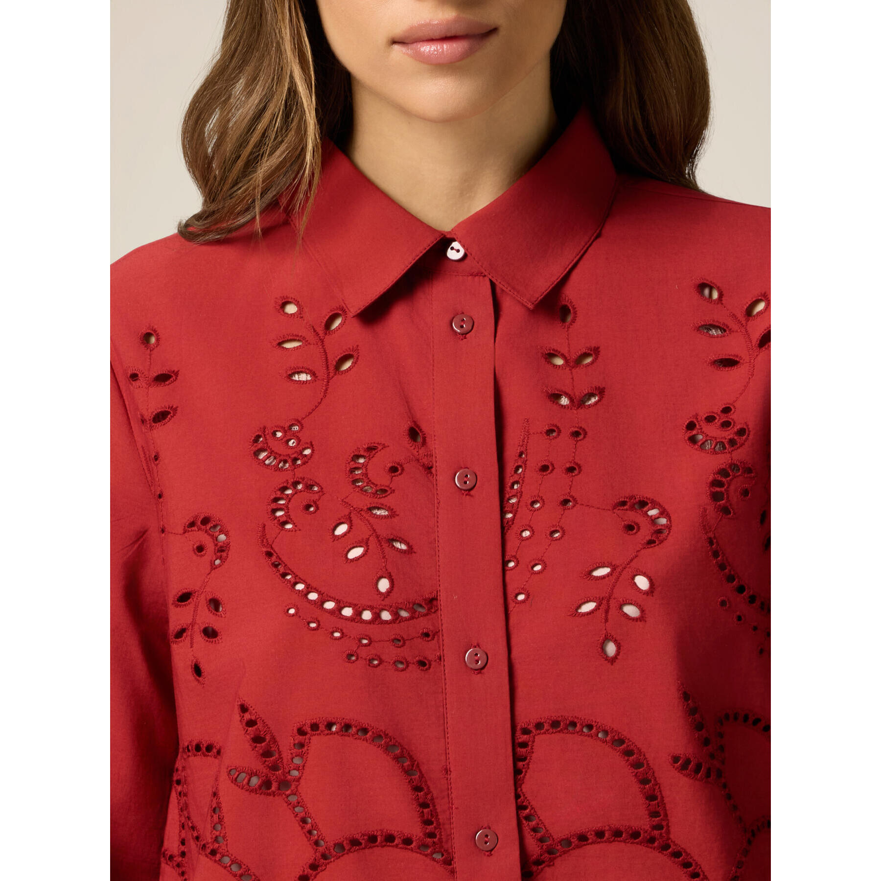 Oltre - Camicia in pizzo sangallo - Rosso