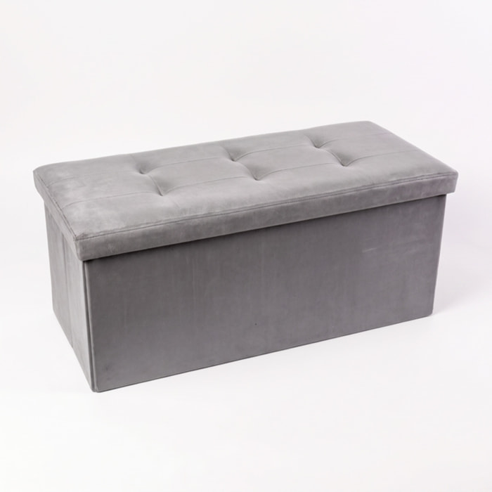 Pouf contenitore in velluto 76x34x34 cm, panca pieghevole con vano capiente, seduta imbottita trapuntata resistente fino a 150 kg, design elegante Double Velvet, salvaspazio ideale per camera soggiorno ingresso e fondo lett