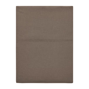Drap plat uni en lin, NOUVELLE VAGUE, Marron roseau
