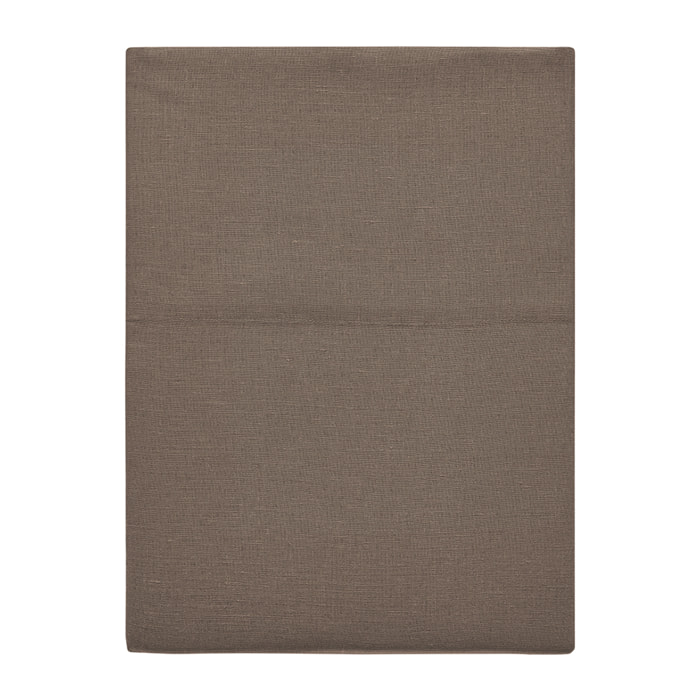 Drap plat uni en lin, NOUVELLE VAGUE, Marron roseau