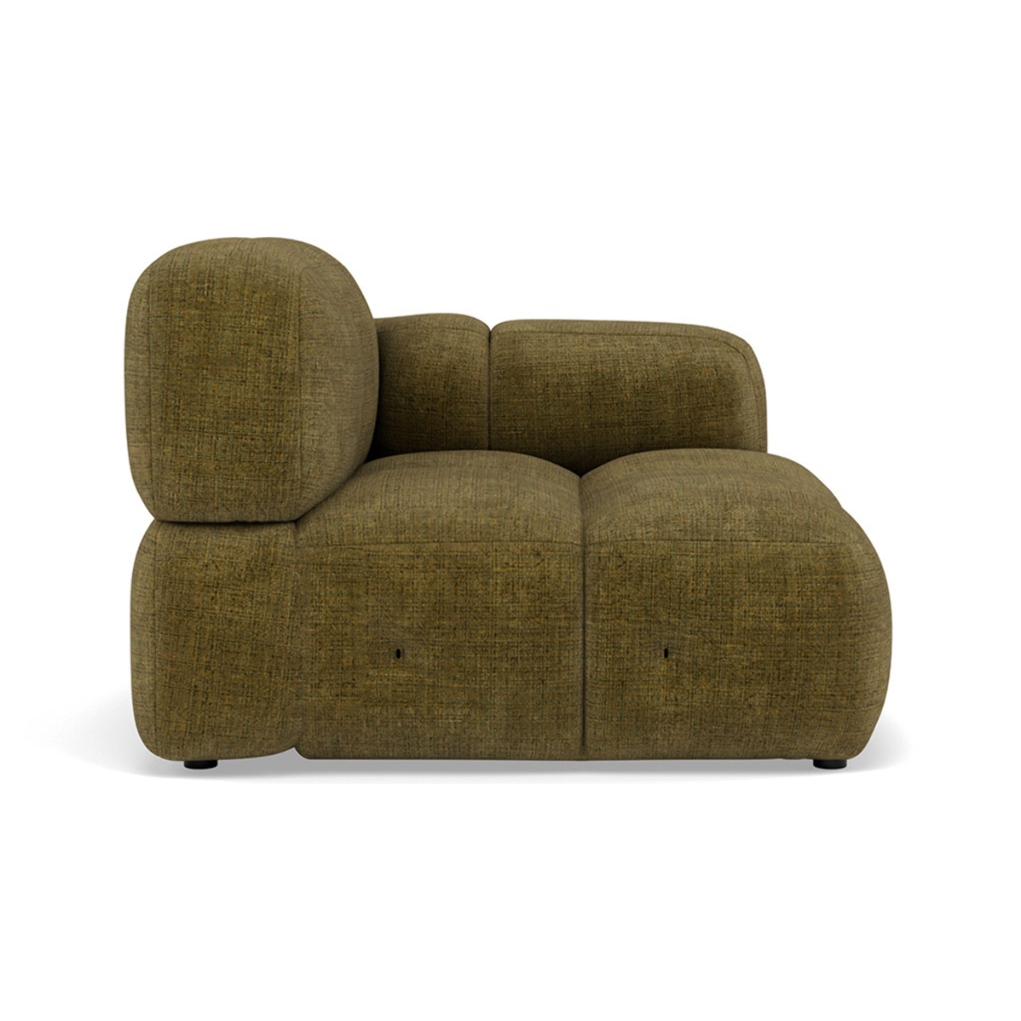 Grace - module d'assise droit en velours texturé - Vert Olive