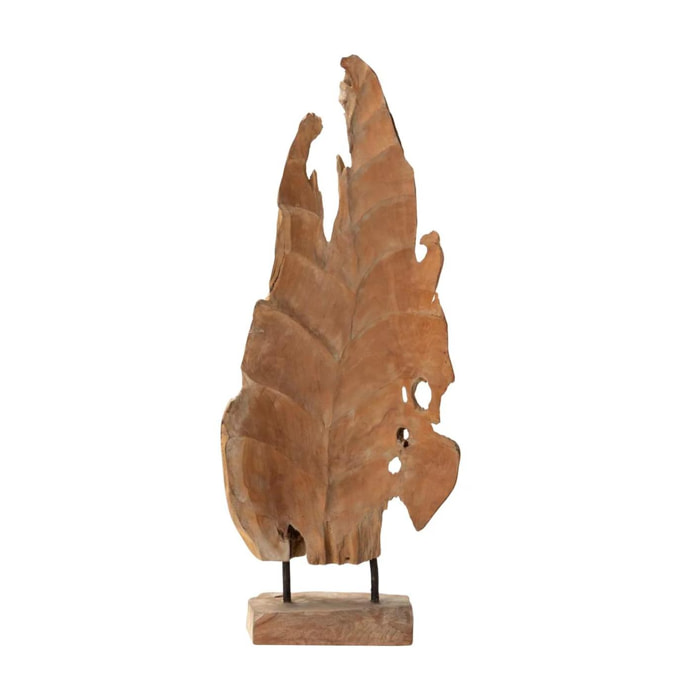 Figura Decorativa Hoja Madera Teka 35x14x85 Cm