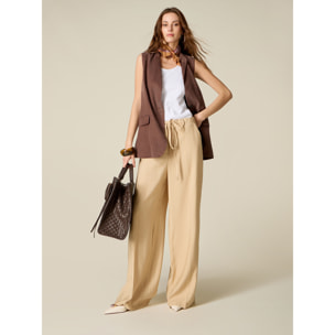 Oltre - Pantalones palazzo con banda lateral - Beige