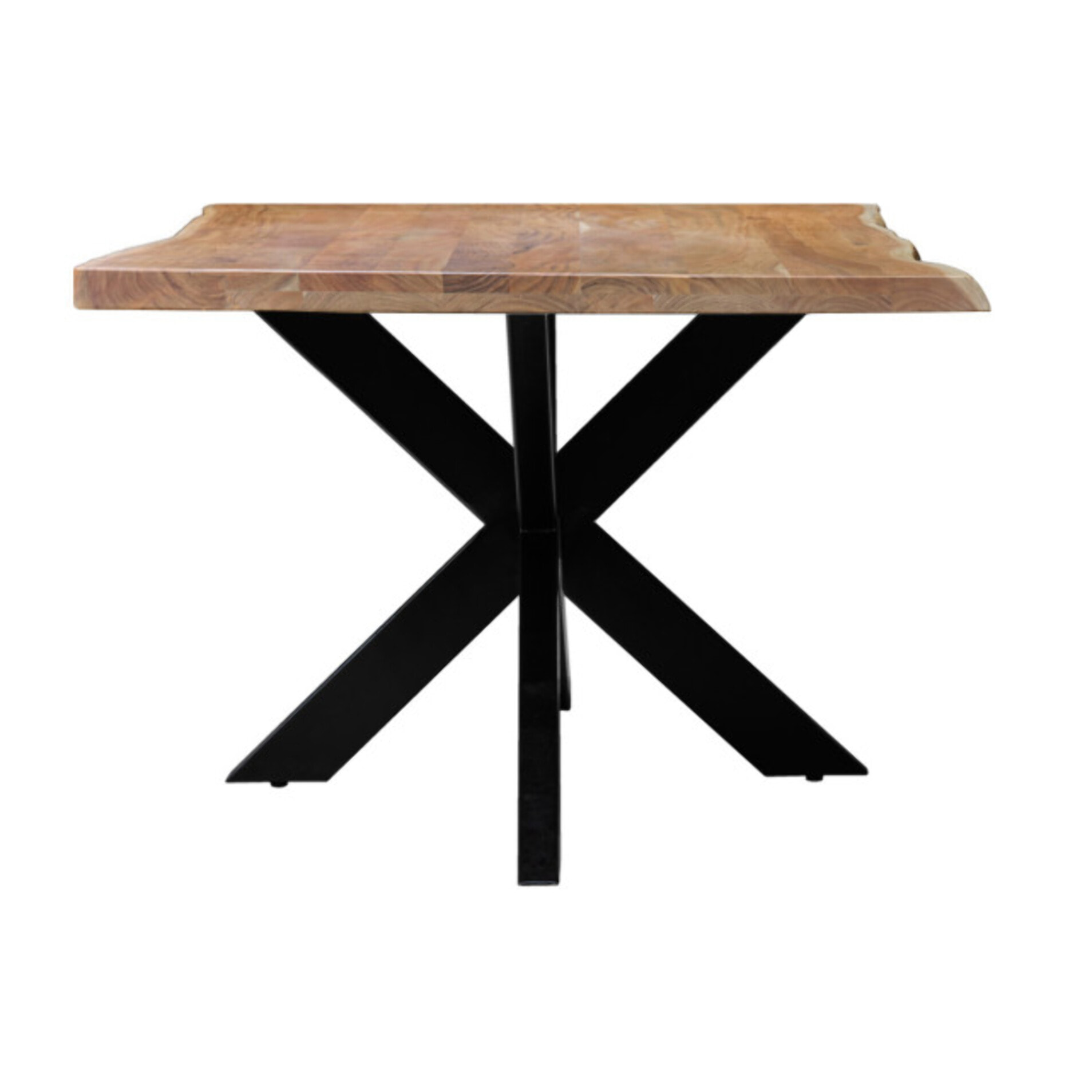 Table de repas en bois d'acacia massif et pied central métal - 220 x 100 cm - WOOD