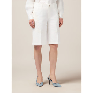 Oltre - Bermudas de algodón con bordados florales - Blanco
