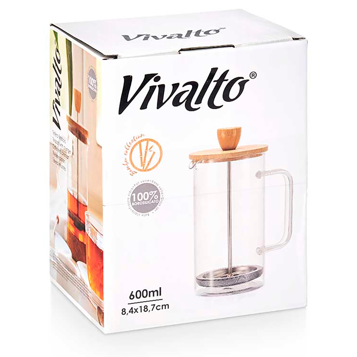 TETERA EMBOLO BOROSILICATO TAPA BAMBU 600ML