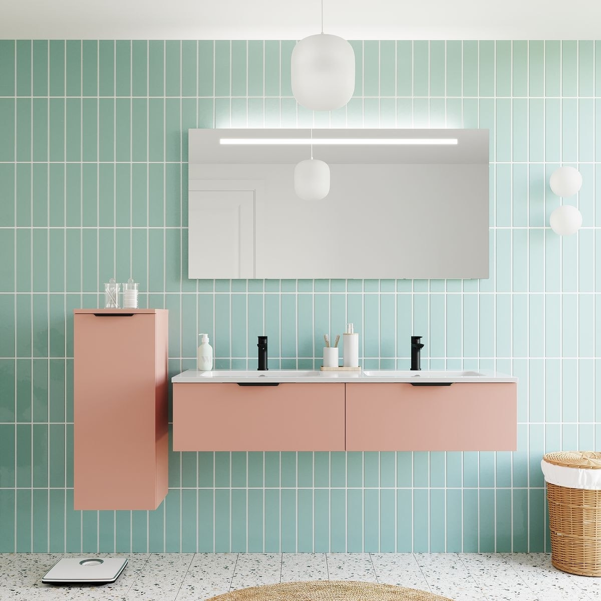 Meuble salle de bain double vasque 2 tiroirs - SOHO