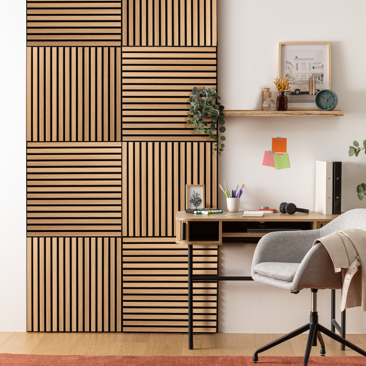 Panneau décoratif mural Colva bois clair 60x60cm