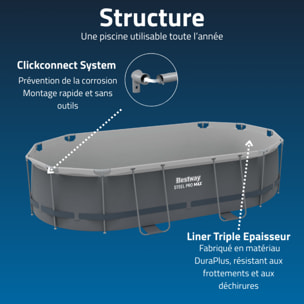 Bestway Piscine hors sol tubulaire rectangulaire Bestway Steel Pro Max 305 x 200 x 84 cm sans accessoires