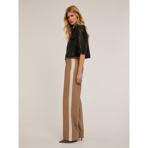 Motivi - Pantaloni palazzo con banda laterale - Marrone