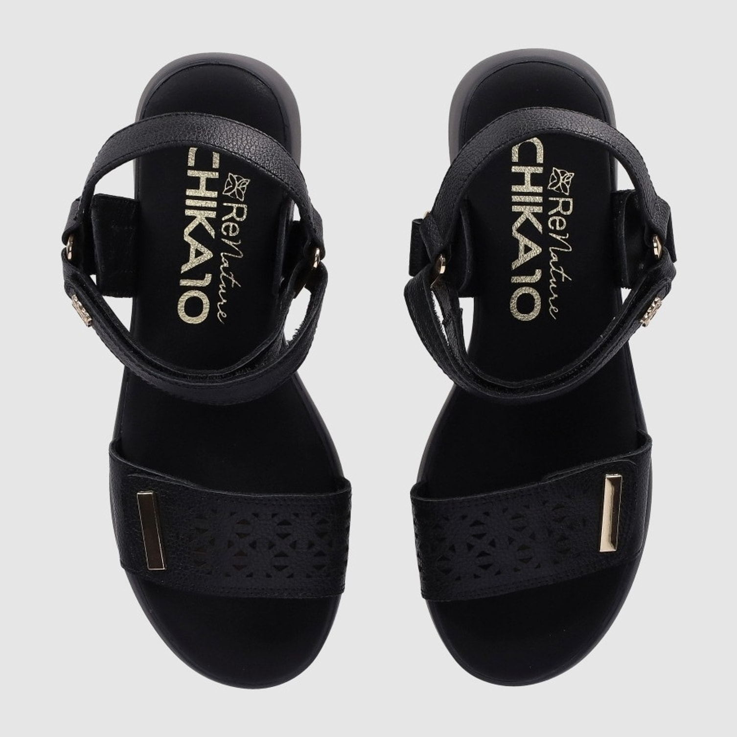 Sandalias de Piel - Negro - Tacón: 3 cm