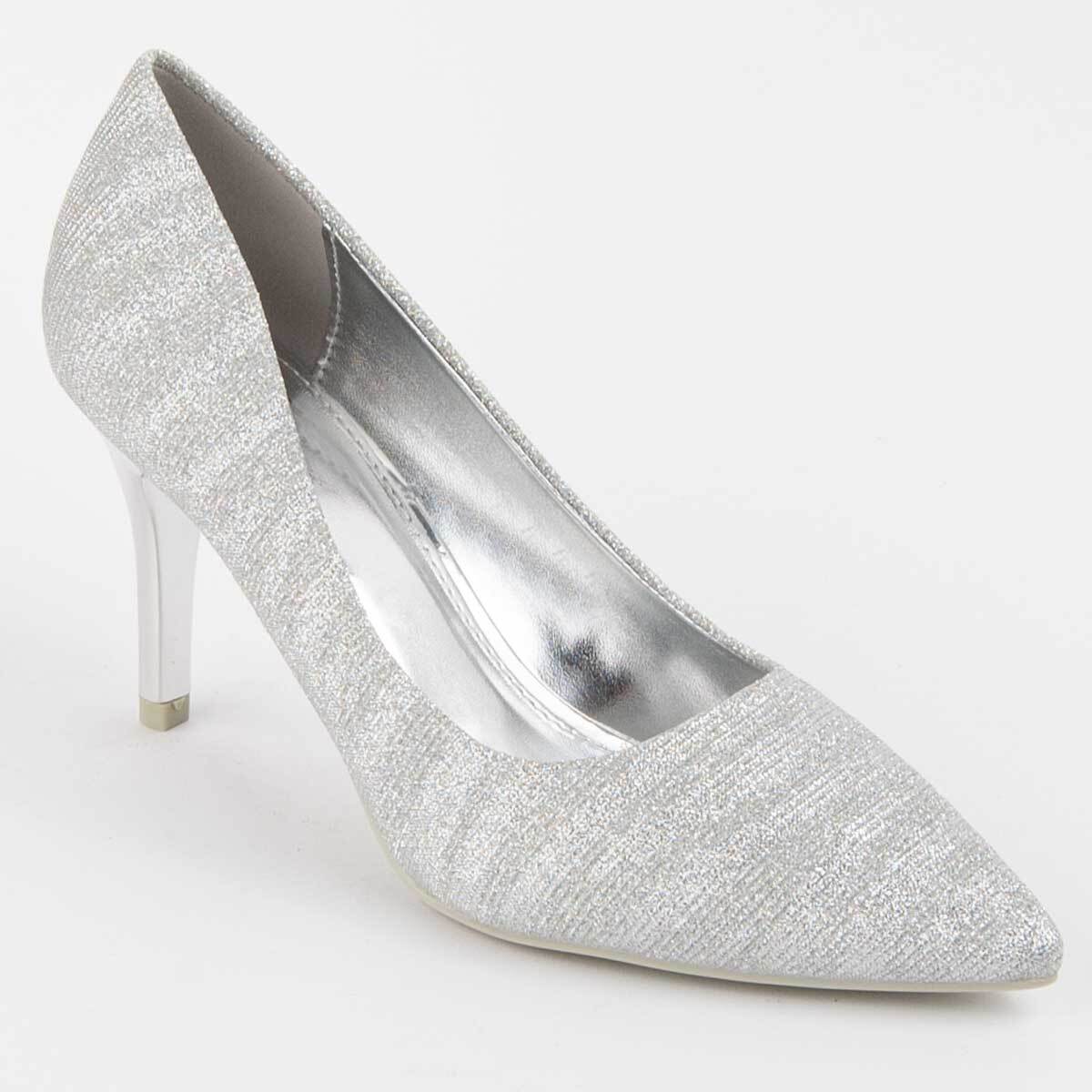 Zapato De Tacón - Plateado - Altura: 8 Cm