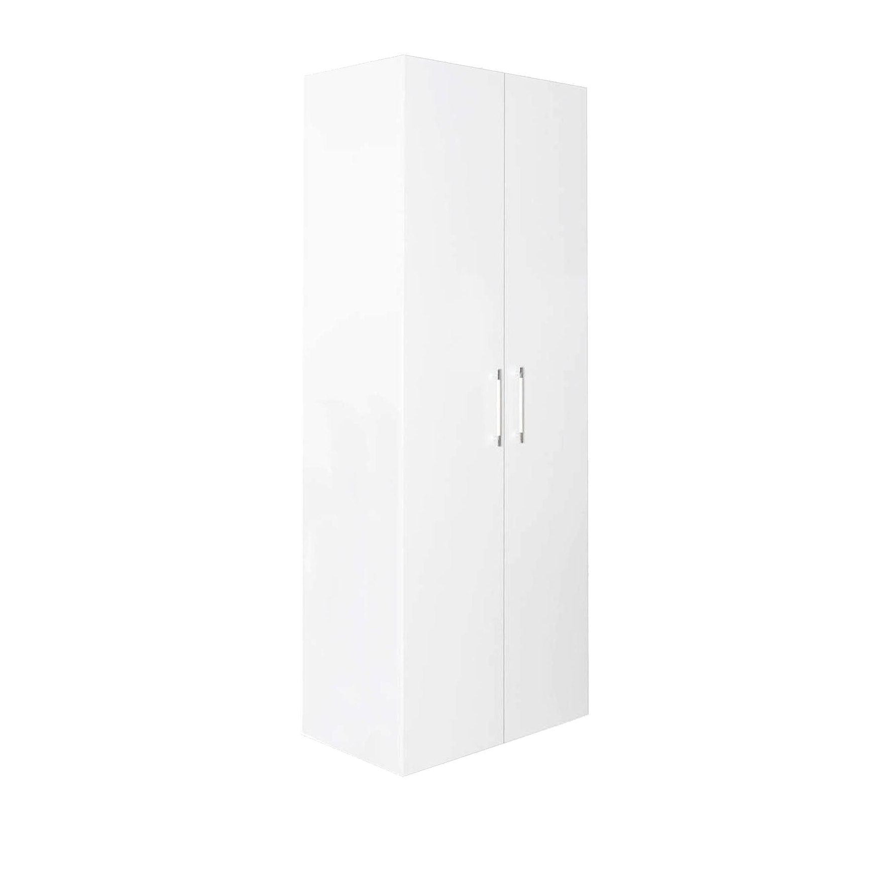 Armadio 2 ante battenti, bianco frassinato, cm 91x247x58, con tubo appendiabiti