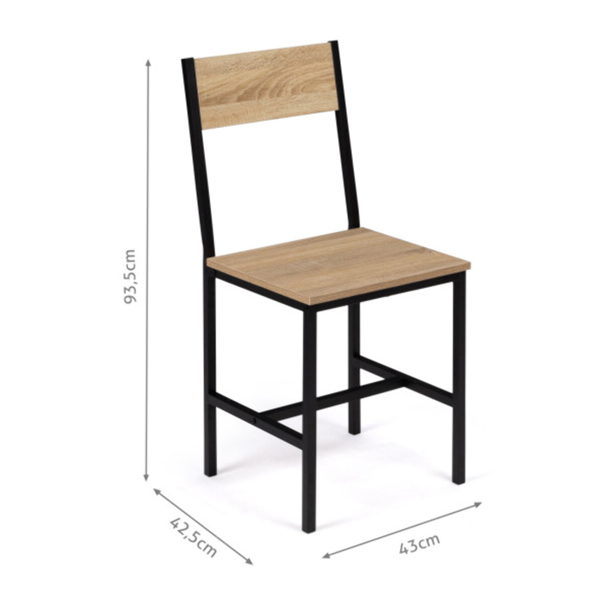 Chaises Memphis en bois et pieds métal - Bois et noir