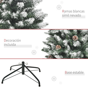 árbol de Navidad Artificial Ø69x150cm con 464 Puntas de PVC y 28 Piñas Decoración de Interior con Base Plegable y Soporte de Acero Verde