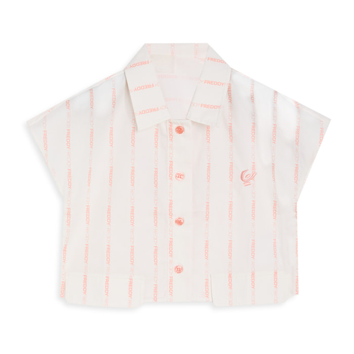 Camicetta Bambina Cropped a Righe Logate FREDDY