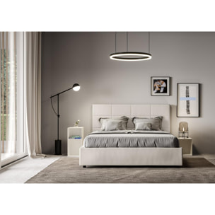 Cama con somier acolchada 160x210 cuero sintético blanco Mika