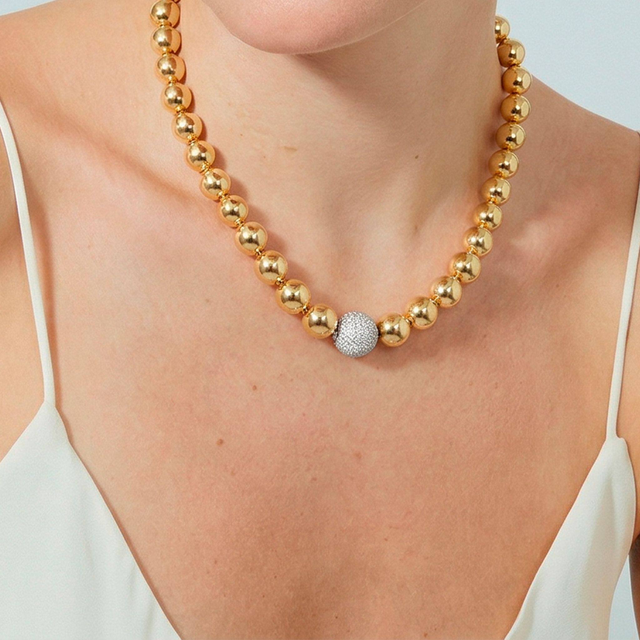 Collar de Circonita Brillante acabado en oro amarillo de 18k