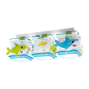 Plafoniera Per Bambini A 3 Luci Little Shark unisex Dalber Blu