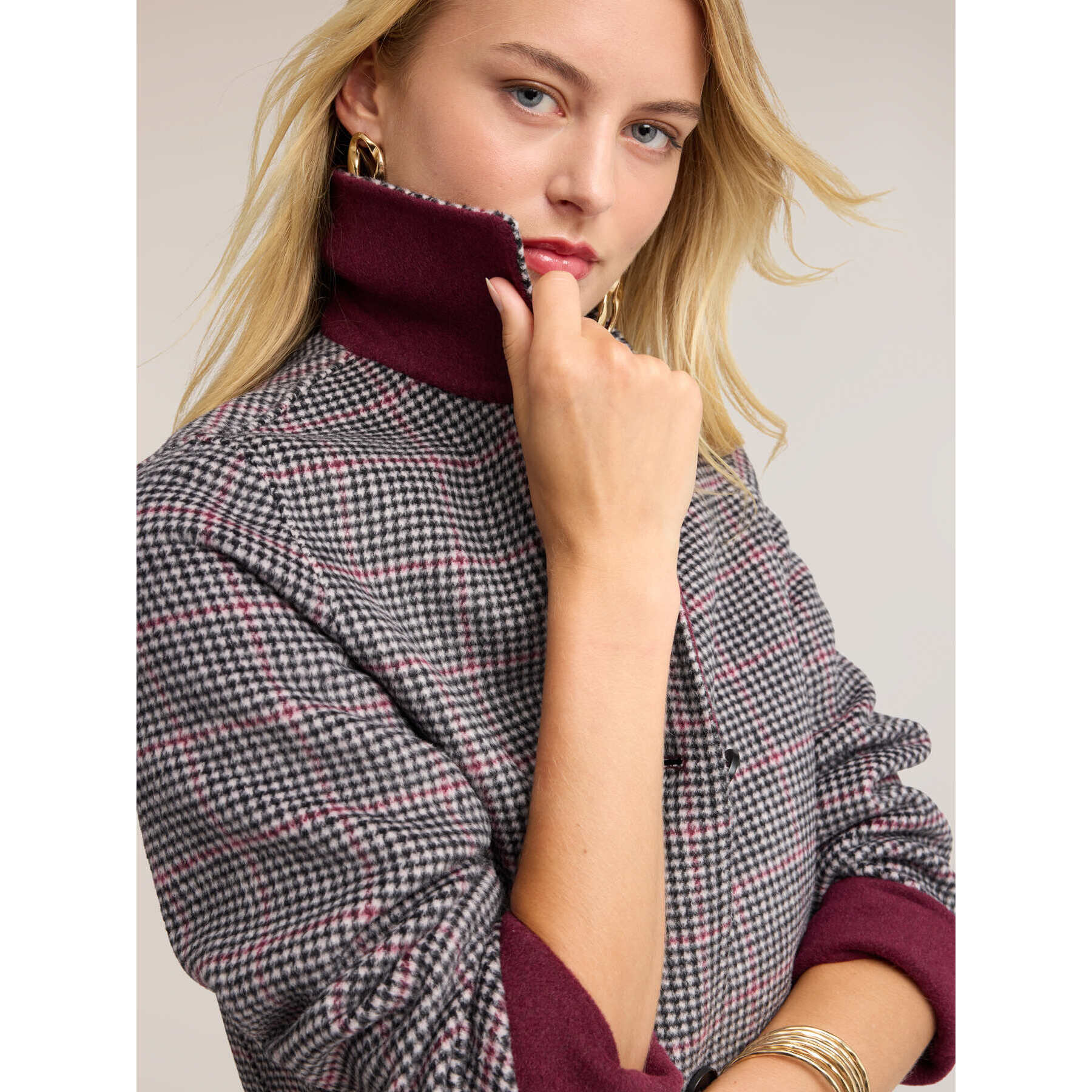 Motivi - Cappotto reversibile in misto lana double - Grigio