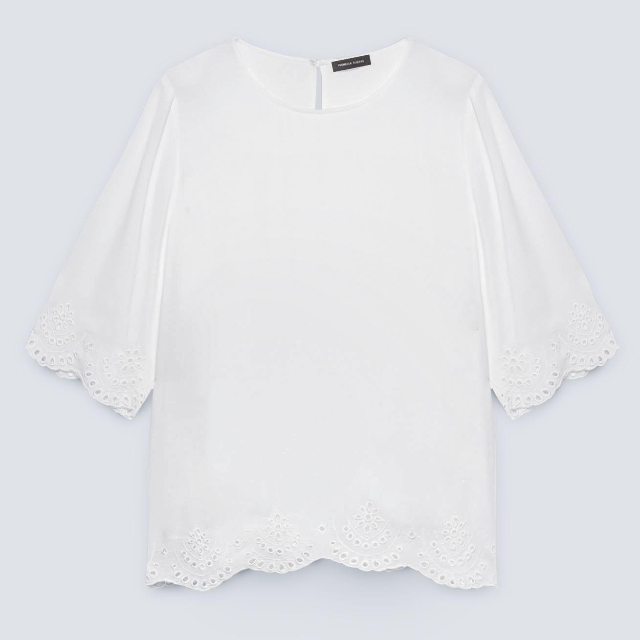 Fiorella Rubino - Blusa con fondo effetto pizzo - Bianco