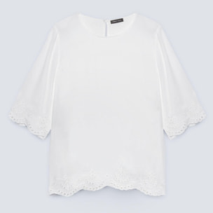 Fiorella Rubino - Blusa con fondo effetto pizzo - Bianco