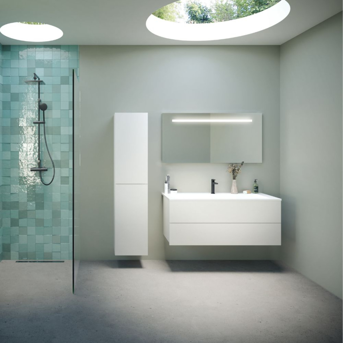 Meuble vasque 120 cm BURGBAD Cosmo blanc mat + miroir