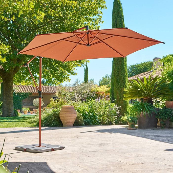 Parasol déporté rond Manoa 3m acajou