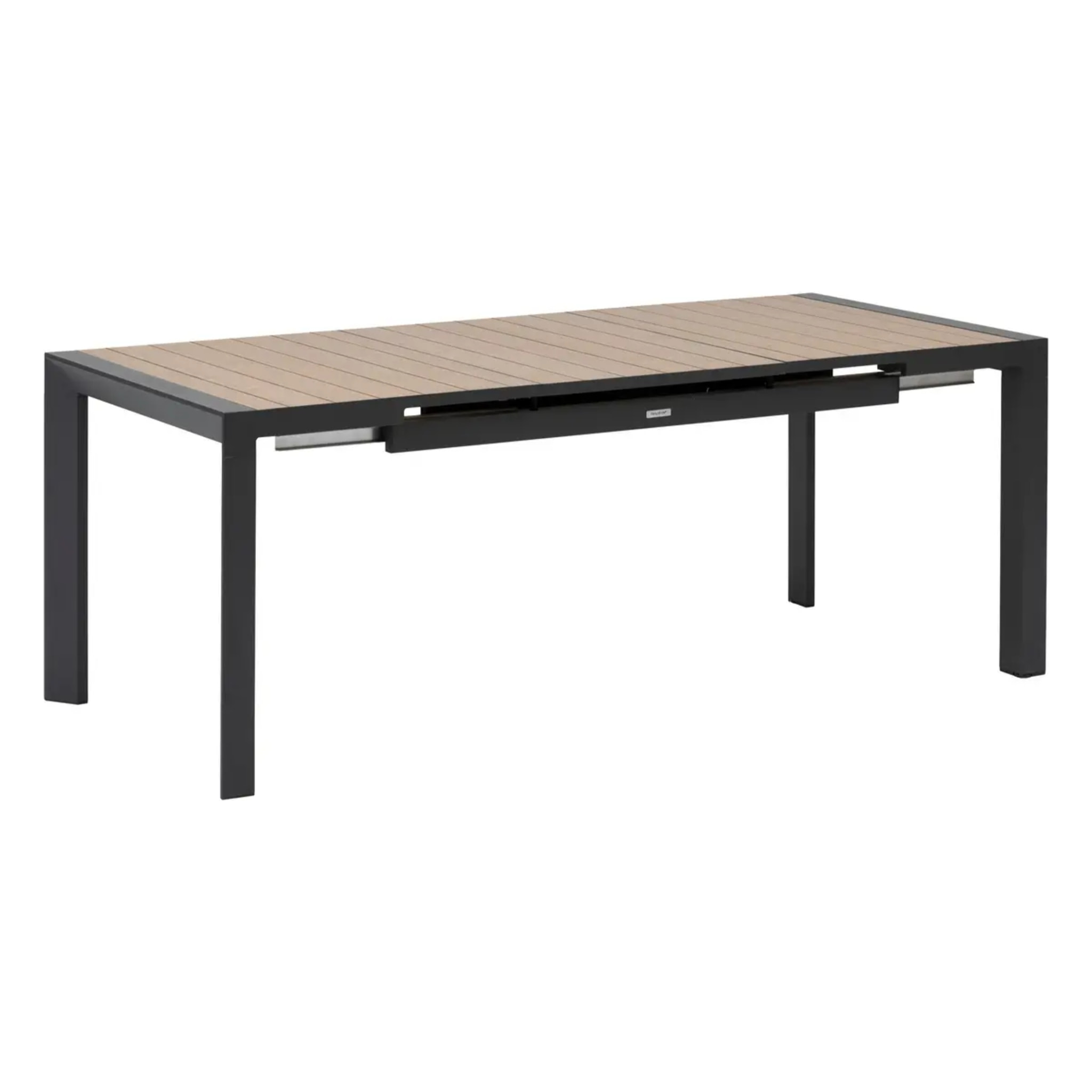 Table de jardin extensible "Évasion" effet bois honey & graphite 8 places lates en aluminium