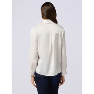 Oltre - Camicia in raso tinta unita - Bianco