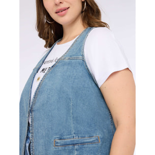 Fiorella Rubino - Gilet denim con applicazioni luminose - Azzurro