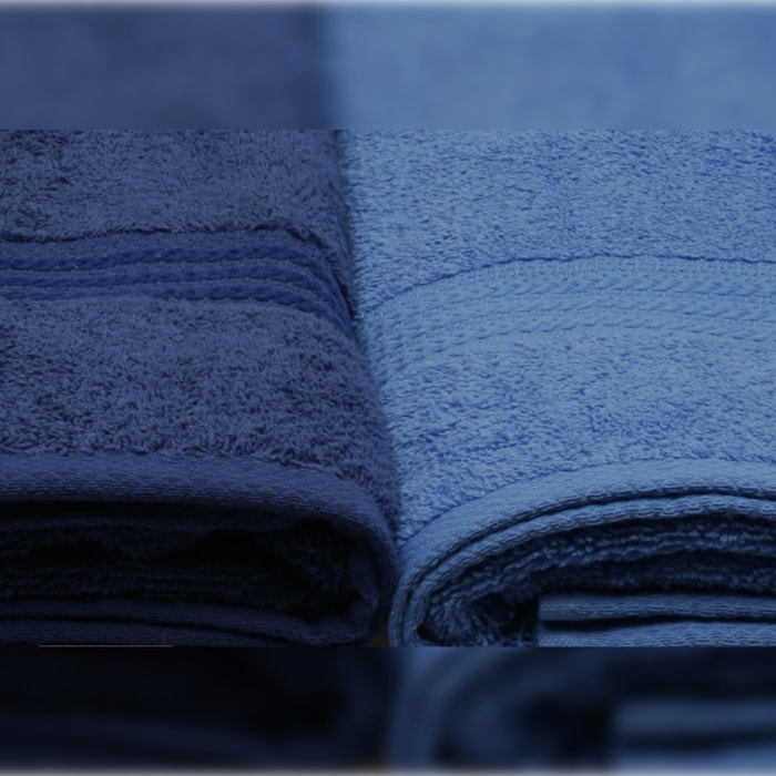 Juego de toallas de baño (4 piezas) azul oscuro, azul y azul claro