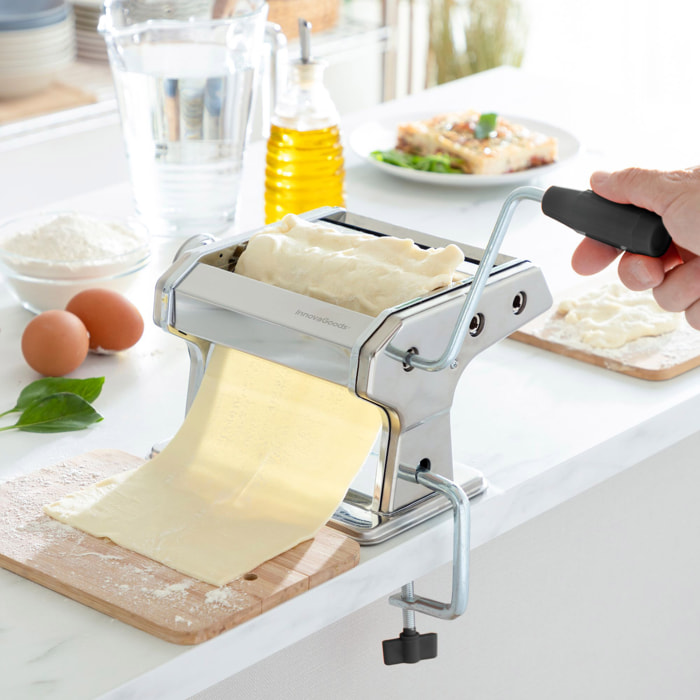 Macchina per fare pasta fresca con ricette frashta innovagoods - argento - 21x13,5x19,5 cm