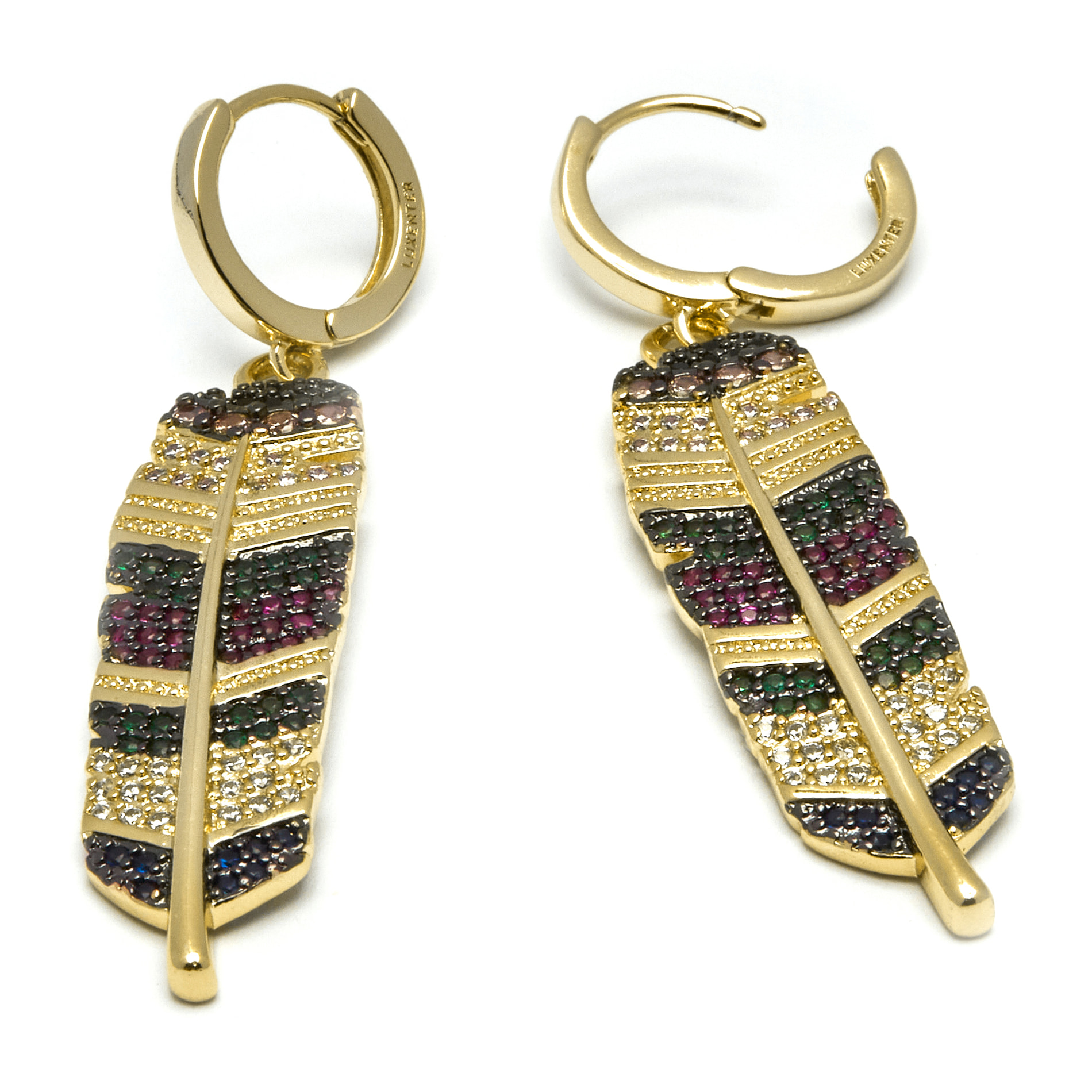 Pendientes de Circonita Multicolor acabados en oro amarillo de 18k