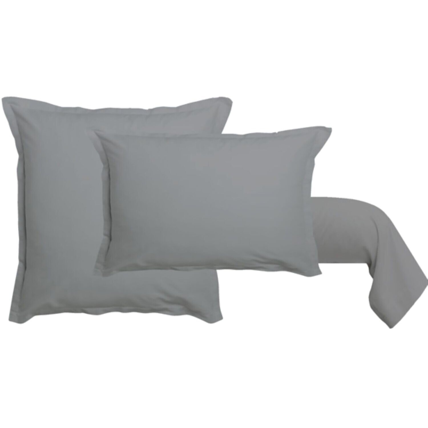 Lot de 2 taies Volant Plat Pique Gris clair