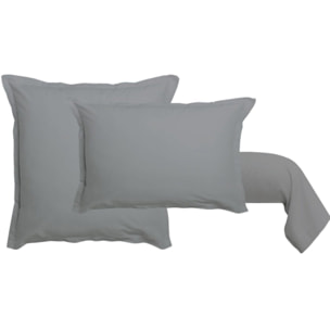 Lot de 2 taies Volant Plat Pique Gris clair